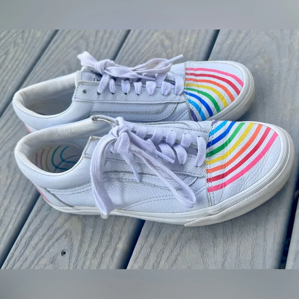 Vans Old Skool Leather Flour Shop Rainbow shoes size 9
